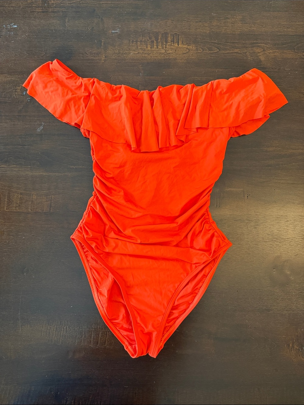La Blanca Off-Shoulder One-Piece Swimsuit in Bright Red